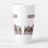 信仰は彼のために山のクリスチャン引用文を移動できる カフェラテマグ (正面)