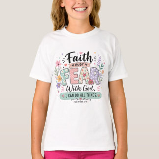 信仰は恐怖に勝つ フィリピの人への手紙 4:13 キッズTシャツ Tシャツ