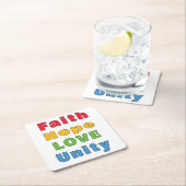 信仰は愛の統一を願う スクエアペーパーコースター (インサイチュ)