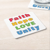 信仰は愛の統一を願う スクエアペーパーコースター (アングル)