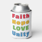 信仰は愛の統一を願う 缶クーラー (缶正面)