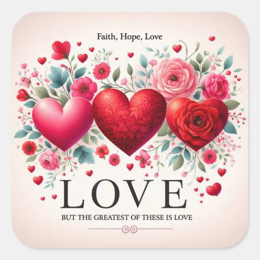 信仰は愛を望む素晴らしが愛である スクエアシール (正面)