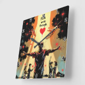 信仰は愛を通じて働く。ガラテヤ5:6 スクエア壁時計 (傾斜)