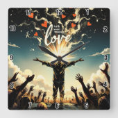 信仰は愛を通じて働く。ガラテヤ5:6 スクエア壁時計 (正面)