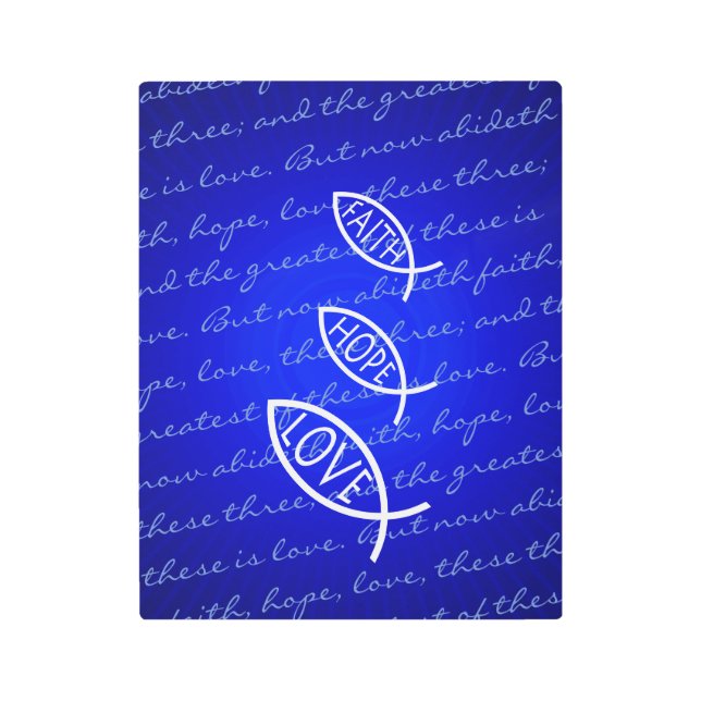 信仰は愛を願う |イクサス – クリスチャン・フィッシュ メタルプリント (正面)