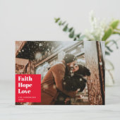 信仰は愛を願う。クリスマスの宗教写真 シーズンカード (スタンド正面)