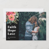 信仰は愛を願う | 黒宗教写真クリスマス シーズンカード (正面)