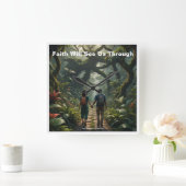 信仰は我々を壁時計の中から見る スクエア壁時計 (ホーム)