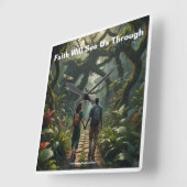 信仰は我々を壁時計の中から見る スクエア壁時計 (傾斜)