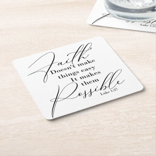 信仰は物事を可能にする スクエアペーパーコースター (アングル)