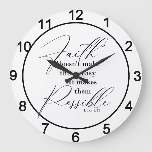 信仰は物事を可能にする ラージ壁時計 (正面)