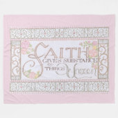 信仰は確信を与える フリースブランケット (ピンク) (正面(横))