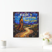 信仰は神の計画を信頼する。 スクエア壁時計 (ホーム)