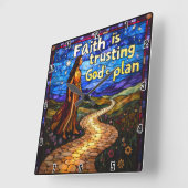 信仰は神の計画を信頼する。 スクエア壁時計 (傾斜)