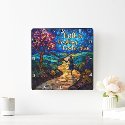 信仰は神の計画を信頼する。 スクエア壁時計 (ホーム)