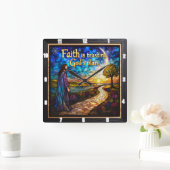 信仰は神の計画を信頼する スクエア壁時計 (ホーム)