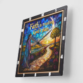 信仰は神の計画を信頼する スクエア壁時計 (傾斜)