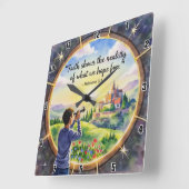 信仰は私たちが望んでいることの現実を示す スクエア壁時計 (傾斜)