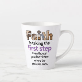 「信仰は第一歩を踏み出す…」 グラフィック(3.B) カフェラテマグ