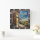 信仰は門戸を開く スクエア壁時計 (ホーム)