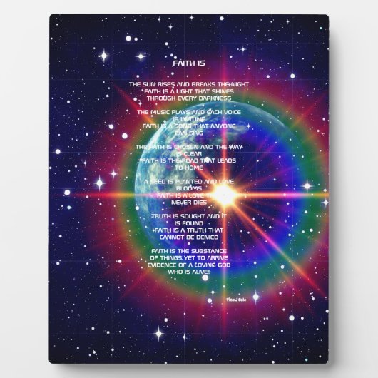「信仰は」詩の卓上のプレート フォトプラーク (正面)