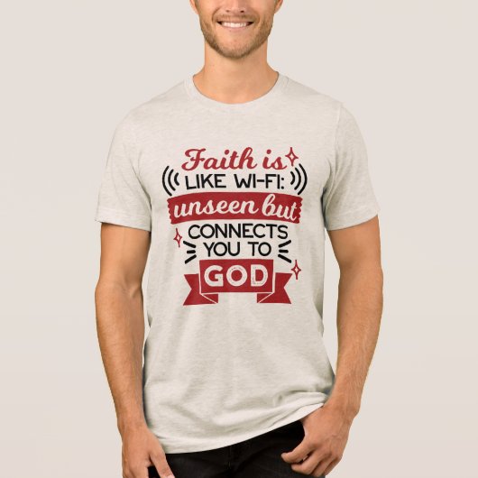 信仰はWi-Fiのよう 無形ながら神とつながる トライブレンドTシャツ (正面)
