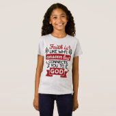信仰はWi-Fiのよう 無形ながら神とつながる Tシャツ (正面フル)
