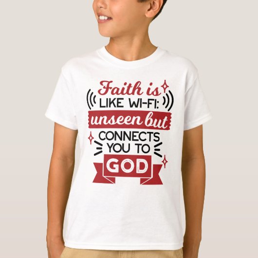 信仰はWi-Fiのよう 無形ながら神とつながる Tシャツ (正面)