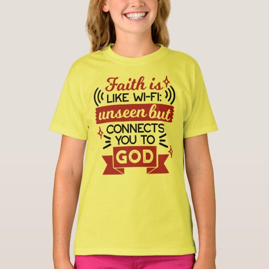 信仰はWi-Fiのよう 無形ながら神とつながる Tシャツ (正面)