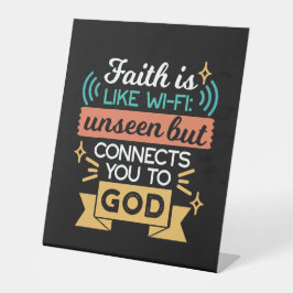 信仰はWiFiのようなもの キリスト教の面白い引用アート 台座サイン