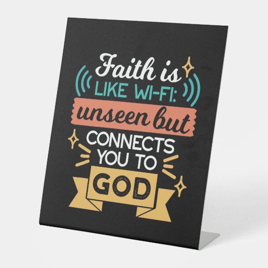 信仰はWiFiのようなもの キリスト教の面白い引用アート 台座サイン (正面)