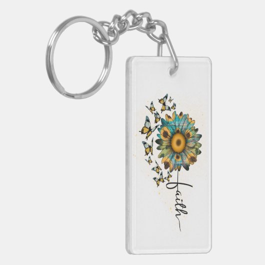 信仰ひまわり蝶クリスチャン宗教 キーホルダー (正面左)