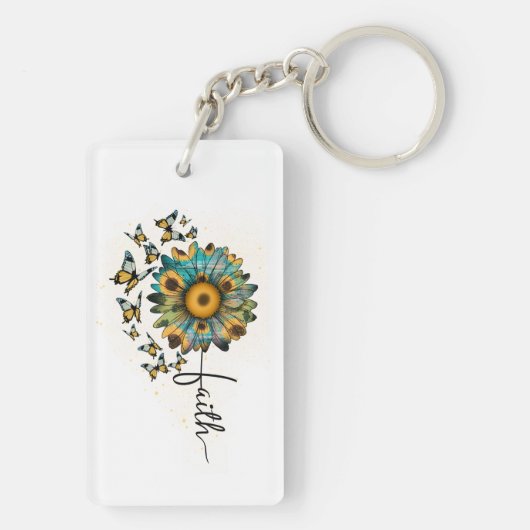 信仰ひまわり蝶クリスチャン宗教 キーホルダー (裏面)