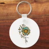 信仰ひまわり蝶クリスチャン宗教 キーホルダー (正面)