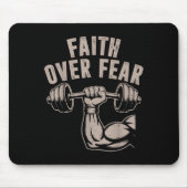 信仰よりも恐怖 面白いクリスチャン トレーニング ジム イエス マウスパッド (正面)