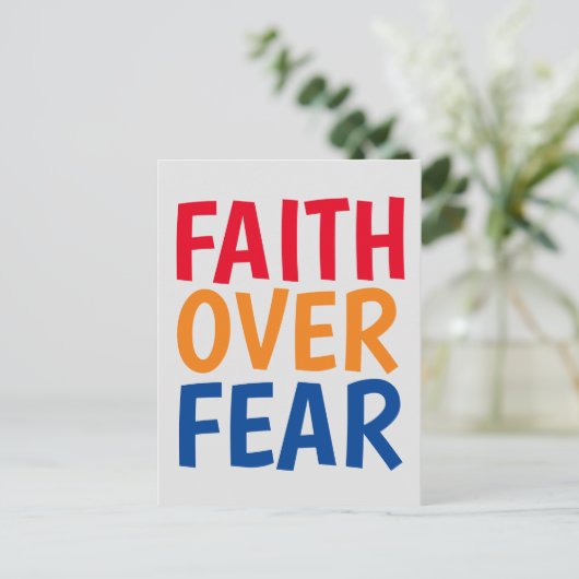 信仰より恐怖を乗り越える モチベーション ポストカード (スタンド正面)