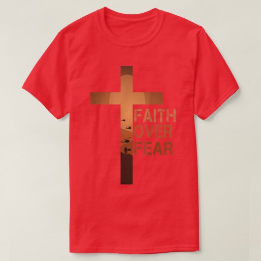 信仰より恐怖 アメリカ愛国キリスト教徒 神 Tシャツ (デザイン正面)