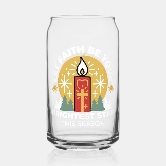 信仰をあなたの最も明るいスターキャンドルアートにしなさい ガラス缶 (正面)