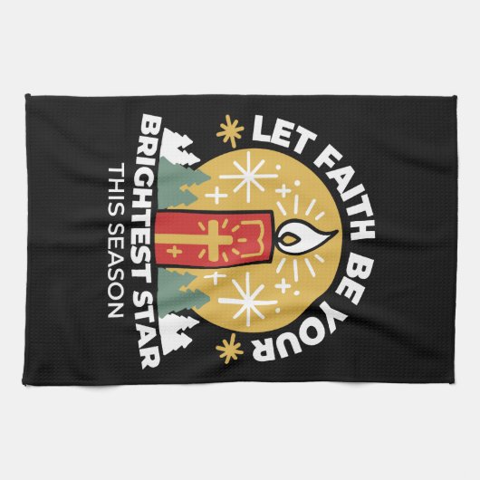 信仰をあなたの最も明るいスターキャンドルアートにしなさい キッチンタオル