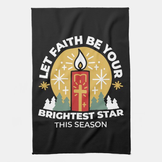 信仰をあなたの最も明るいスターキャンドルアートにしなさい キッチンタオル (縦)