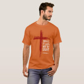 信仰をもって歩め 視覚をもって歩むな 十字架 聖書の詩 Tシャツ (正面フル)