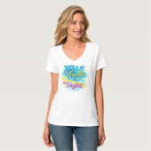 信仰をもって歩もう 見たものを信じるな 女性用VネックTシャツ Tシャツ (正面フル)