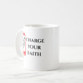 信仰を充電せよ 励ましの言葉 コーヒーマグカップ (正面左)