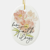信仰を常に水の色の花クリスチャン セラミックオーナメント (裏面)