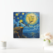 信仰を恐れより大きくしなさい スクエア壁時計 (ホーム)