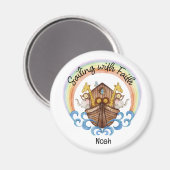 信仰を持ってセーリング – 動物とノアの弧 マグネット (正面/裏面)