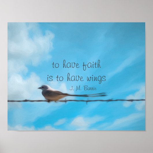 信仰を持つ感動的引用文を持つ鳥の芸術 ポスター (正面)