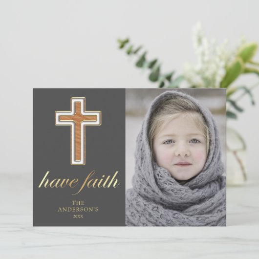 信仰を持つ 宗教十字型クリスマスフォト| Religious Cross Christmas Pho シーズンカード (スタンド正面)