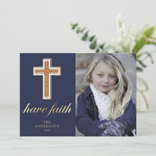 信仰を持つ 宗教十字型クリスマスフォト| Religious Cross Christmas Pho シーズンカード (スタンド正面)