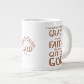 信仰を救通して恵みによってタン・エペソ2:8 ジャンボコーヒーマグカップ (正面右)